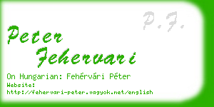 peter fehervari business card